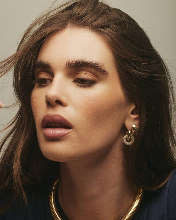 PAVE INTERLOCK HOOPS - GOLD