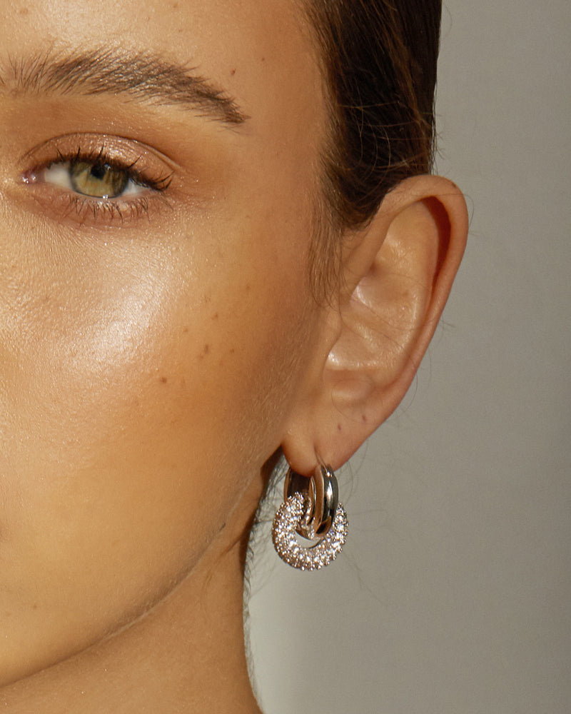 PAVE INTERLOCK HOOPS - GOLD