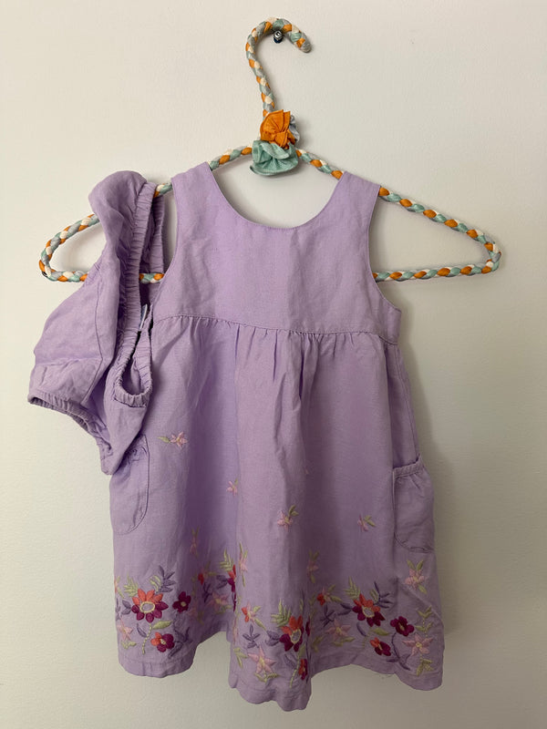 LINEN DRESS w/BLOOMERS / 6-12M