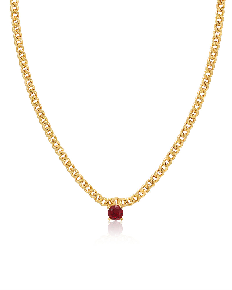 BARDOT STUD CHARM NECKLACE - RUBY RED + GOLD