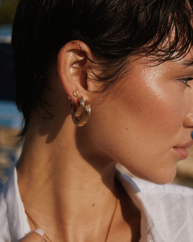 RIDGED AMALFI HINGE HOOPS