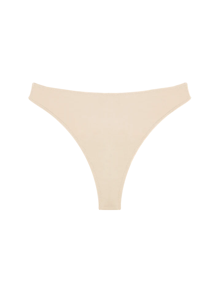 HIGH RISE THONG - BEIGE