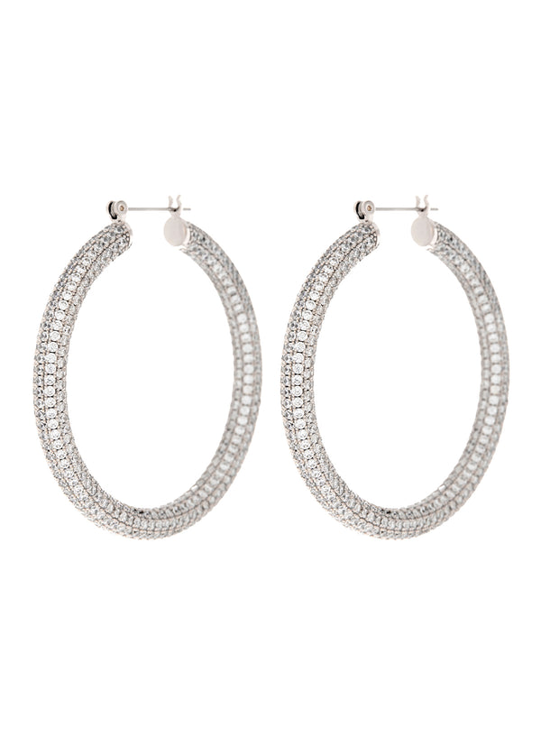 PAVE AMALFI HOOPS - SILVER