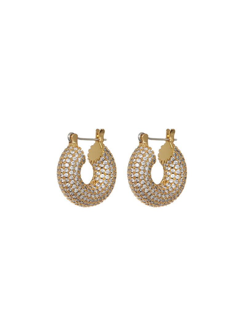 PAVE MINI DONUT HOOPS - GOLD