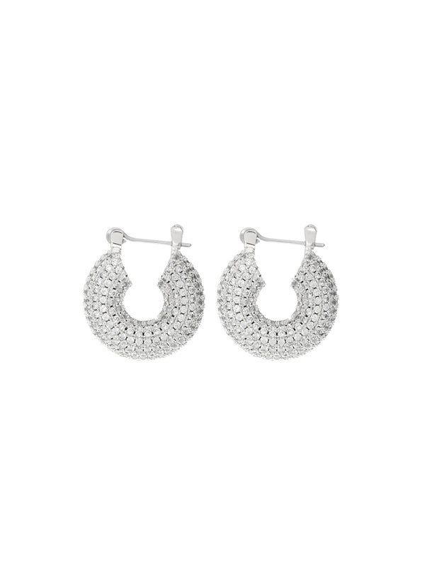 PAVE MINI DONUT HOOPS - SILVER