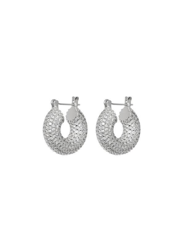 PAVE MINI DONUT HOOPS - SILVER