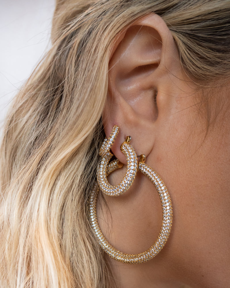 PAVE AMALFI HOOPS - GOLD