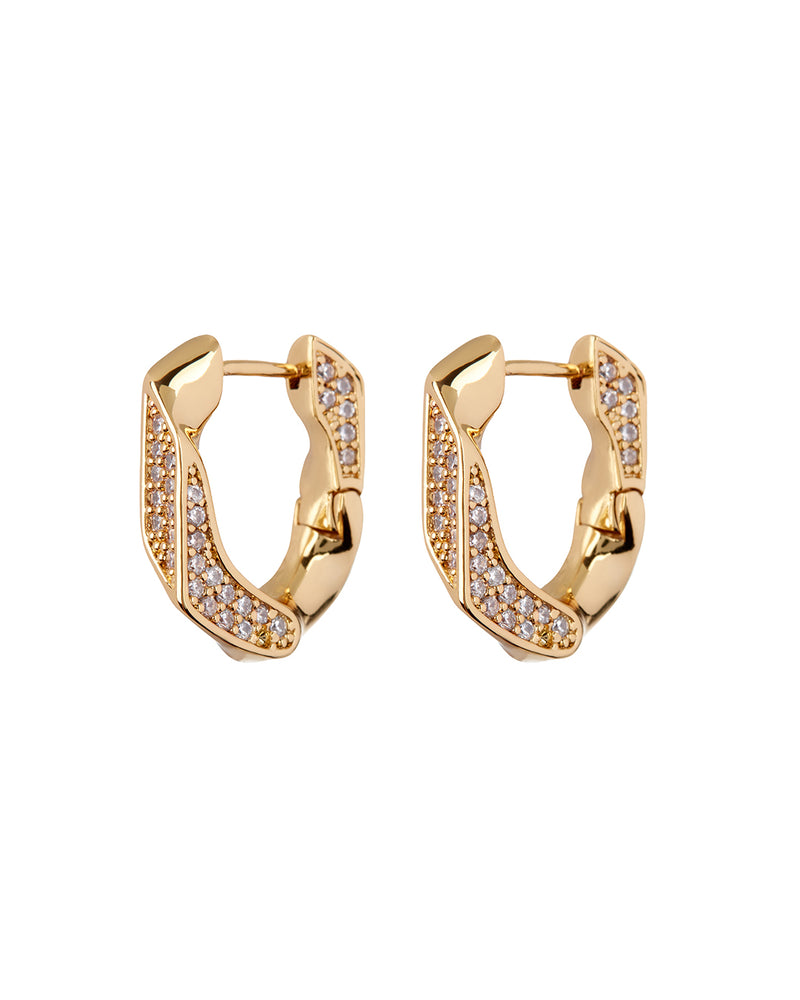 PAVE CUBAN LINK HOOPS - GOLD