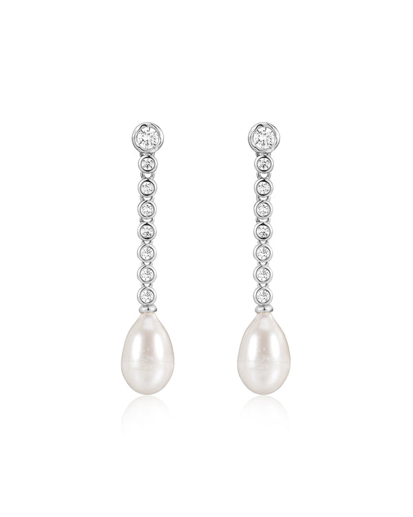 PEARL DROP STUDS - SILVER