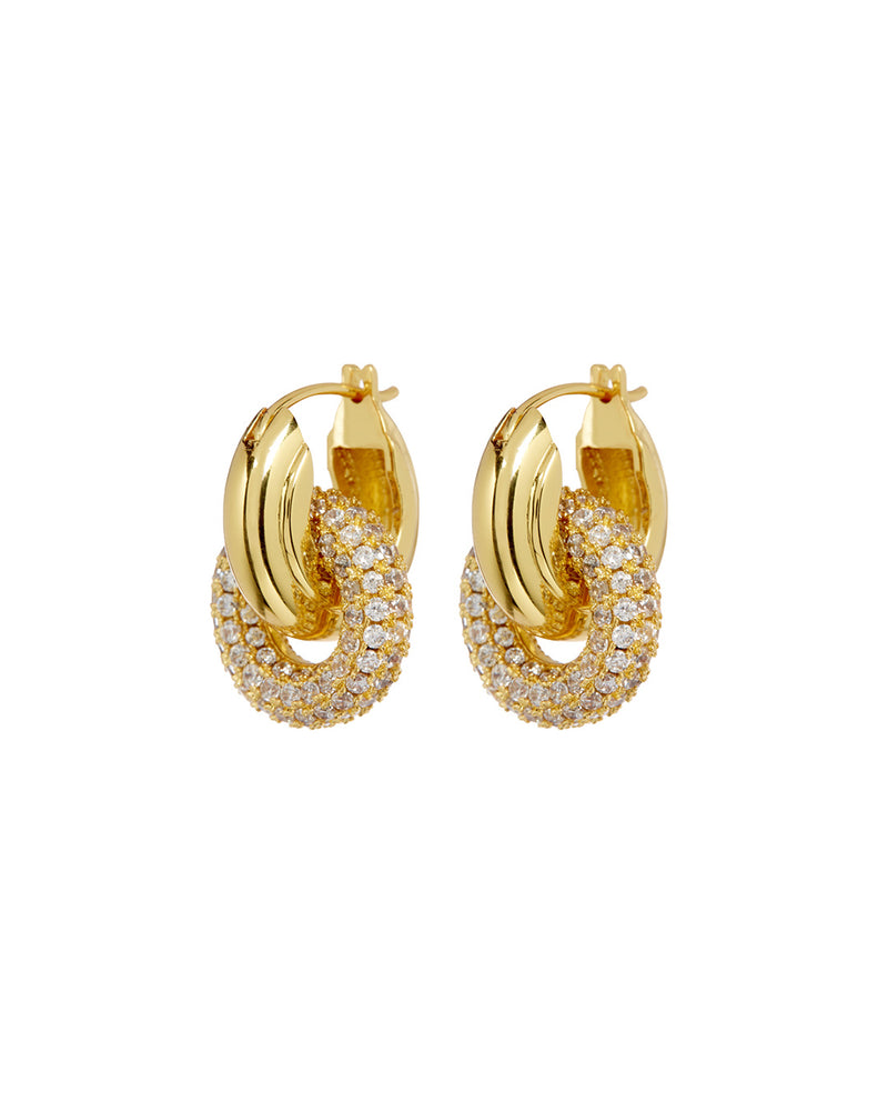 PAVE INTERLOCK HOOPS - GOLD