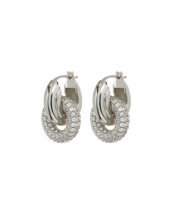PAVE INTERLOCK HOOPS - SILVER