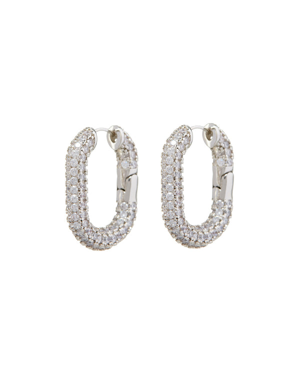 XL PAVE CHAIN LINK HOOPS - SILVER