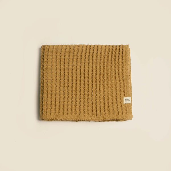 WAFFLE THROW BABY BLANKET - DIJON