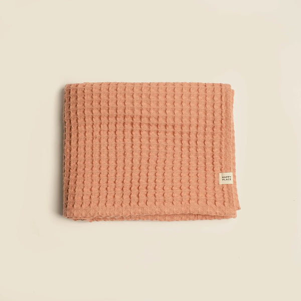 WAFFLE THROW BABY BLANKET - TERRACOTTA