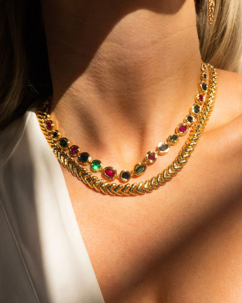 THE ROYALE STONE TENNIS NECKLACE - GOLD