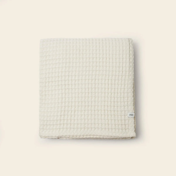 WAFFLE THROW BED BLANKET - WHEAT