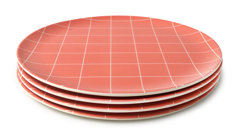 RED GRID SIDE PLATE (SET OF 4)